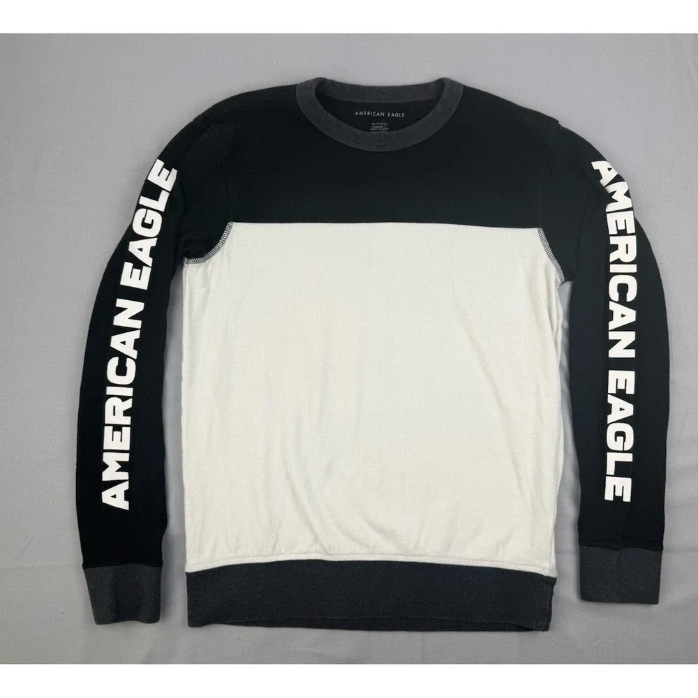 American Eagle Colorblock Sweatshirt Logo Sleeve Streetwear XS